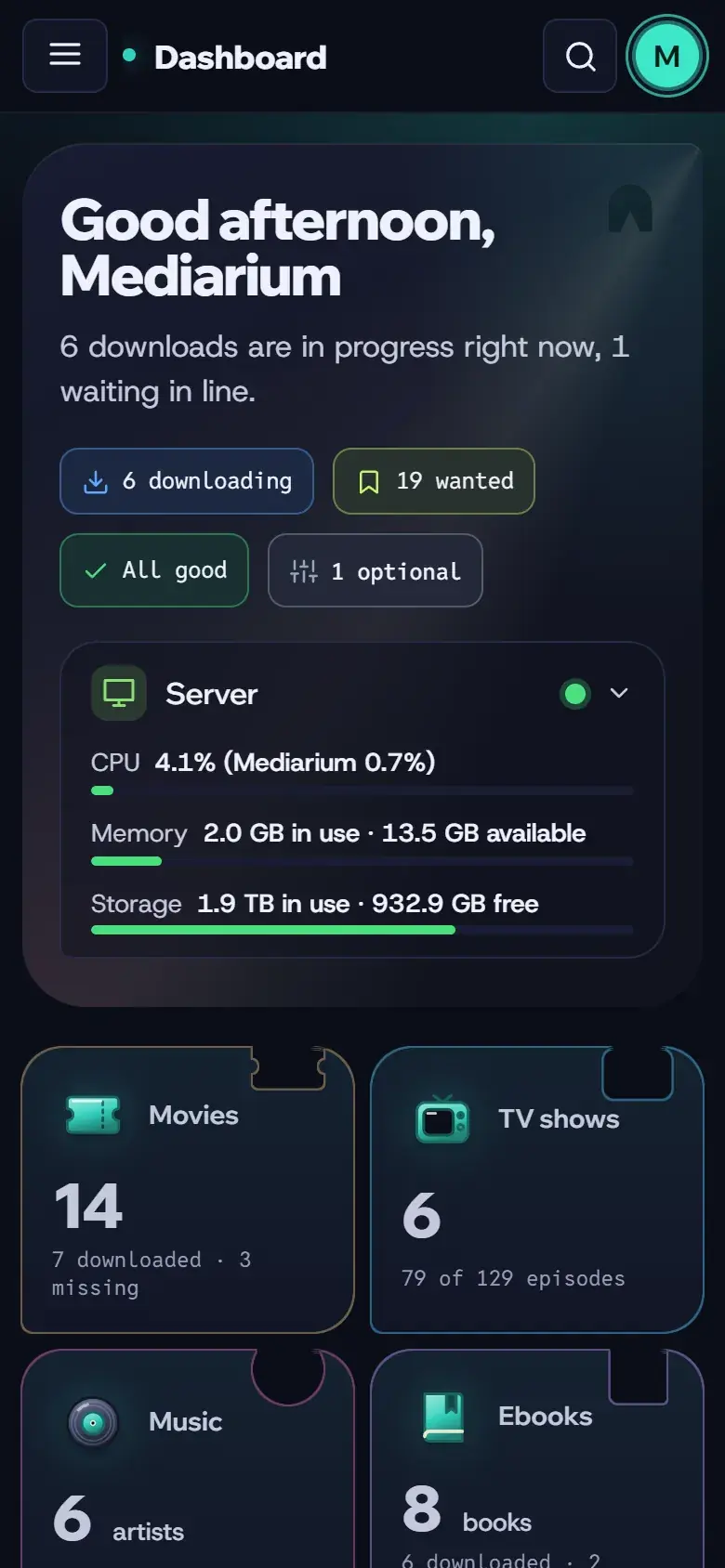 The dashboard with what was just added on a phone